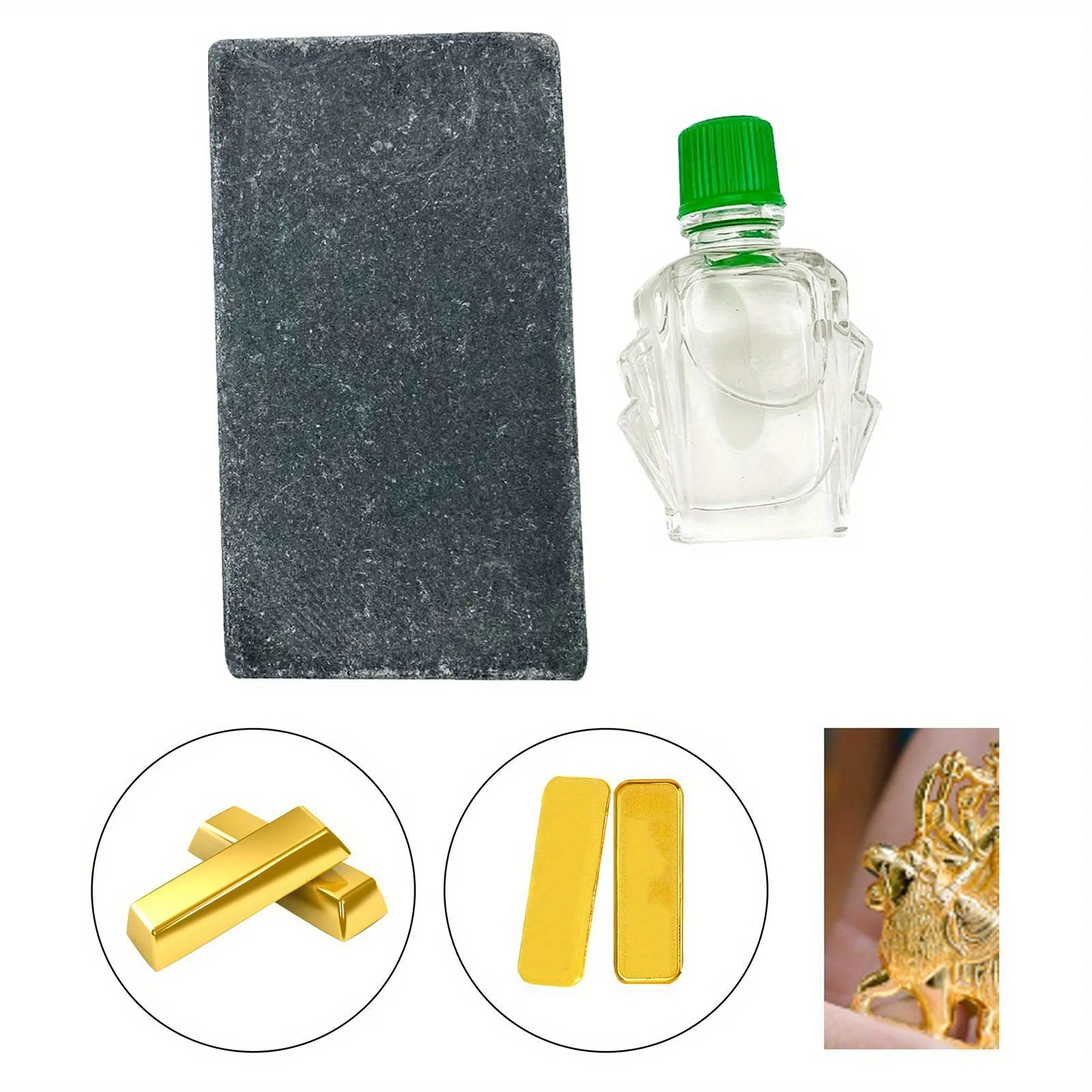 Gold Testing Stone & Acid Solution Kit for 10K/14K/18K/22K/24K Gold, Portable Precious Metal Detector Tool for Jewelry Testing