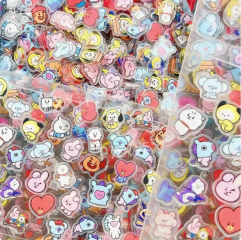 60PCS 2CM Kawaii BT21 Acrylic Sheet DIY Accessory Decoration Phone Case Material CHIMMY COOKY KOYA TATA Anime Gift Toys