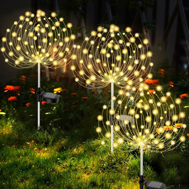 Solar Firework Light Outdoor Garden Flower Lights Decorative with Stake for Yard Patio Garden Pathway Courtyard Villa Lawn Lamp