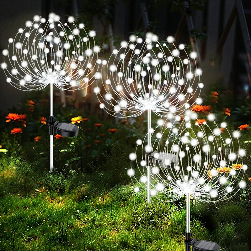 Solar Firework Light Outdoor Garden Flower Lights Decorative with Stake for Yard Patio Garden Pathway Courtyard Villa Lawn Lamp