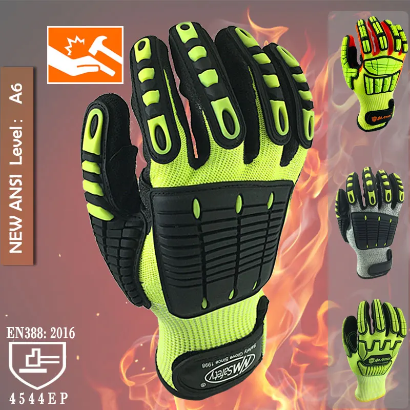 Cut Resistant Safety Work Glove Anti Vibration Anti Impact Oil-proof Protective With Nitrile Dipped Palm Glove for Working