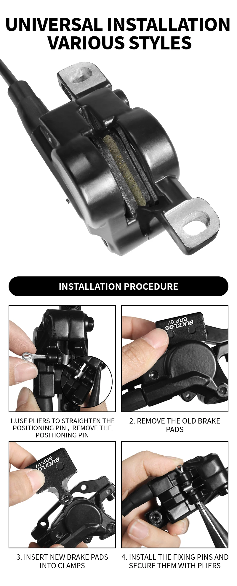 BUCKLOS Resin Disc Brake Pad For SHIMANO K05S Wear-resistant Hydraulic Brake Pads MTB Brake Pads for K03S K04S Cycling Parts