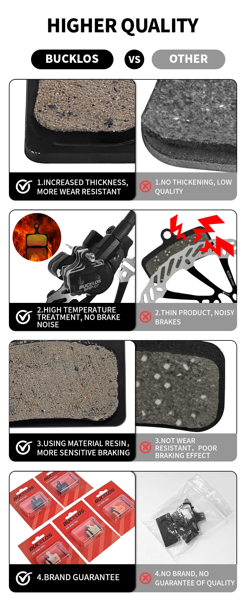BUCKLOS Resin Disc Brake Pad For SHIMANO K05S Wear-resistant Hydraulic Brake Pads MTB Brake Pads for K03S K04S Cycling Parts