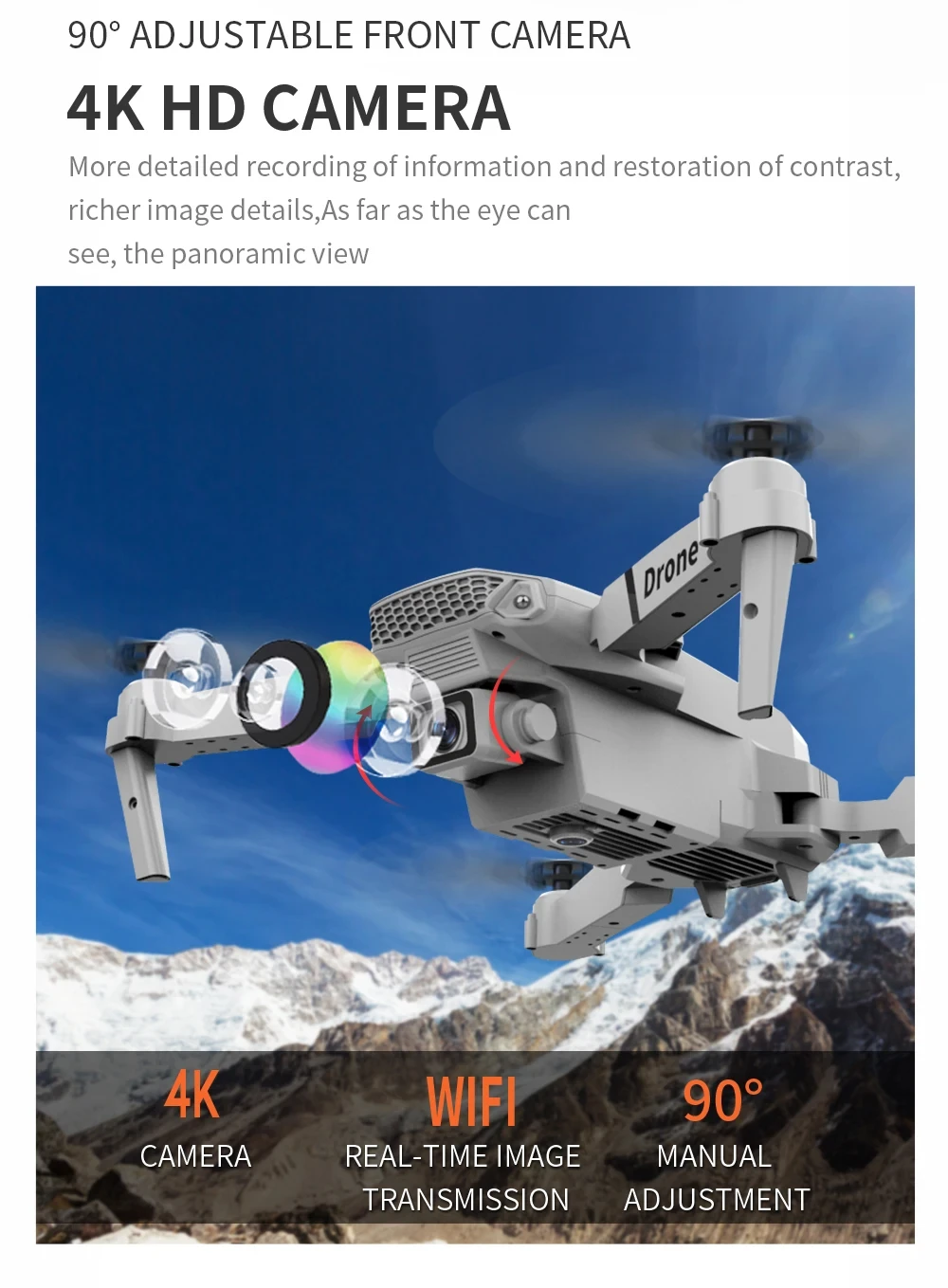 Lenovo New Drone E88 Pro RC 20000M Quadcopter Drone FPV WiFi Foldable With Mod Altitude Resistance 8K Camera Wide-angle Shootin