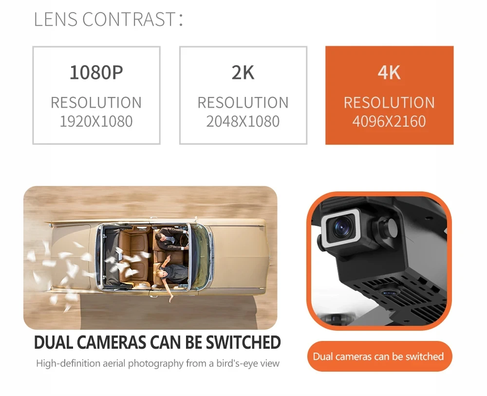 Lenovo New Drone E88 Pro RC 20000M Quadcopter Drone FPV WiFi Foldable With Mod Altitude Resistance 8K Camera Wide-angle Shootin