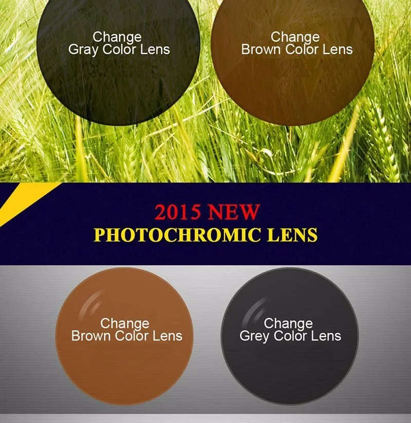1.61 Photochromic Single Vision Prescription Optical Spectacles Lenses with Fast Color Change Performance