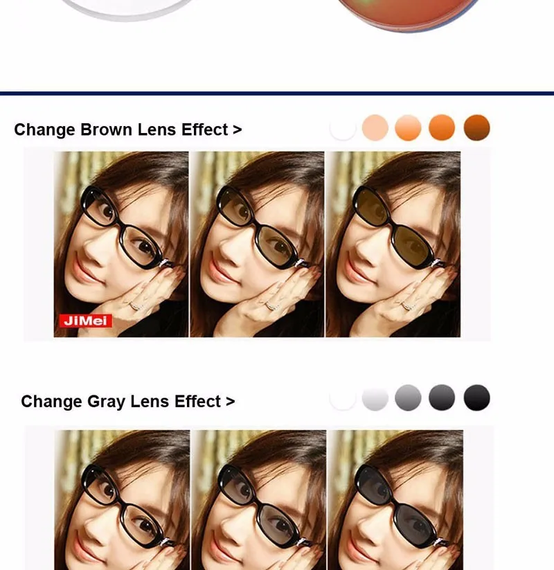 1.61 Photochromic Single Vision Prescription Optical Spectacles Lenses with Fast Color Change Performance