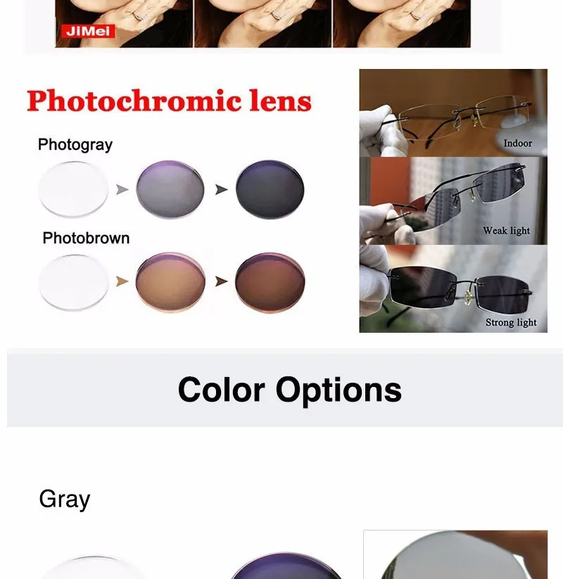 1.61 Photochromic Single Vision Prescription Optical Spectacles Lenses with Fast Color Change Performance