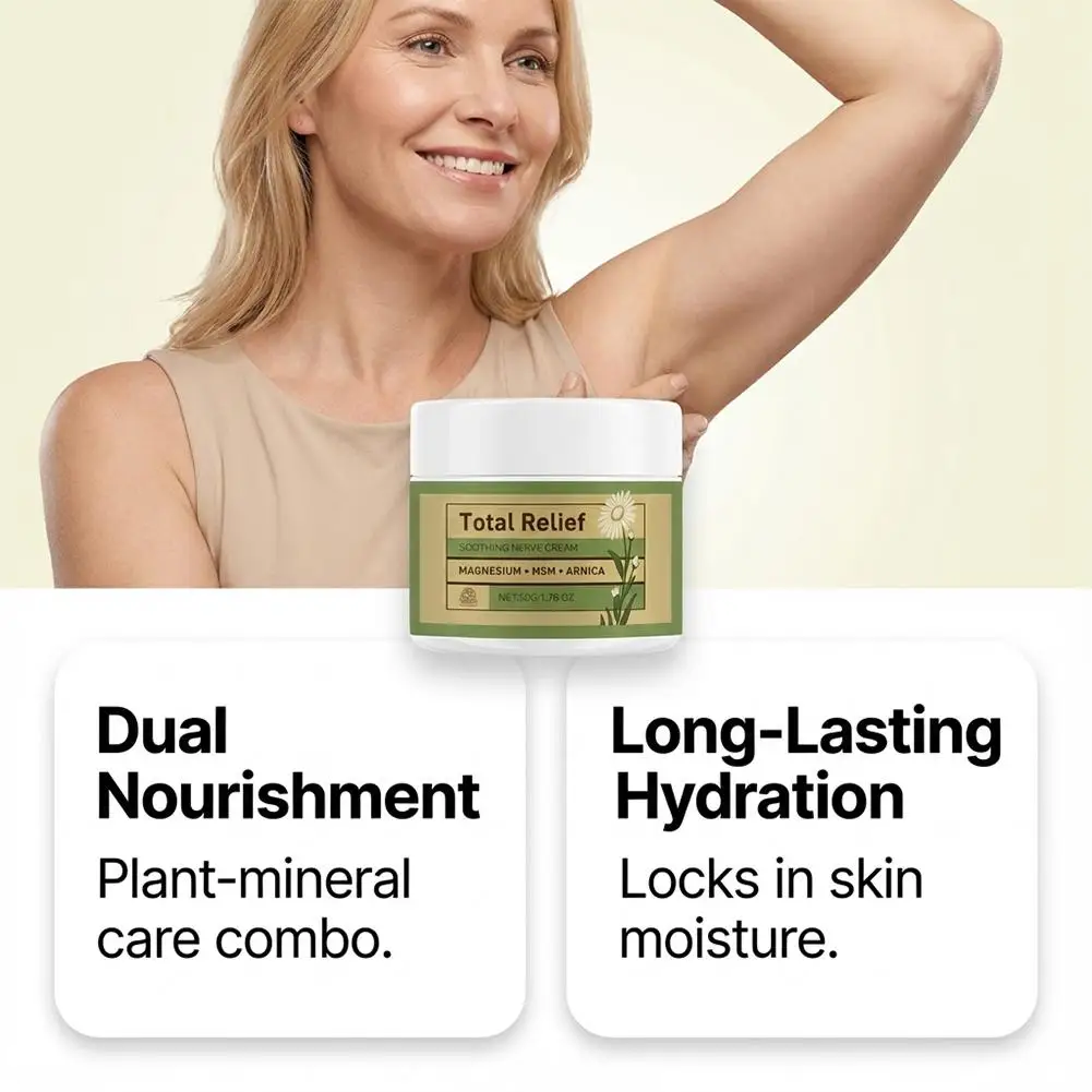 New Total Relief Soothe Magnesium Soothing Body Cream Non-Greasy Knees Muscles External Massage Care MSM  Arnica Mild Daily Care