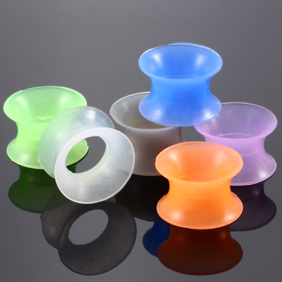 2Pcs Silicone Ear Plugs and Tunnels Flexible Double Flared Ear Dilations Earlets Piercing Gauge Expander Stretchers Sexy Women
