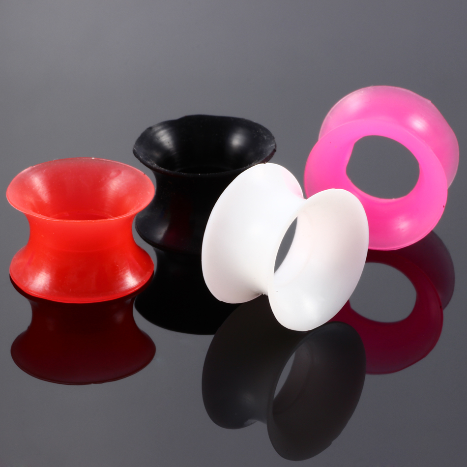 2Pcs Silicone Ear Plugs and Tunnels Flexible Double Flared Ear Dilations Earlets Piercing Gauge Expander Stretchers Sexy Women