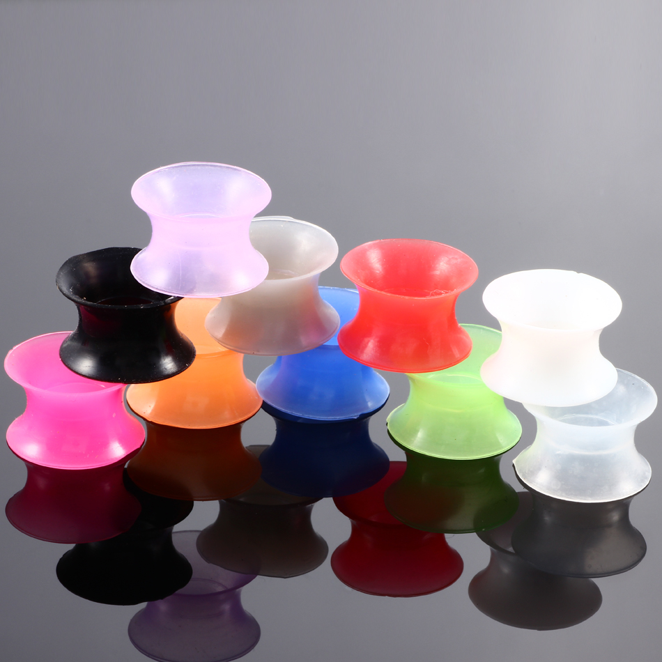 2Pcs Silicone Ear Plugs and Tunnels Flexible Double Flared Ear Dilations Earlets Piercing Gauge Expander Stretchers Sexy Women