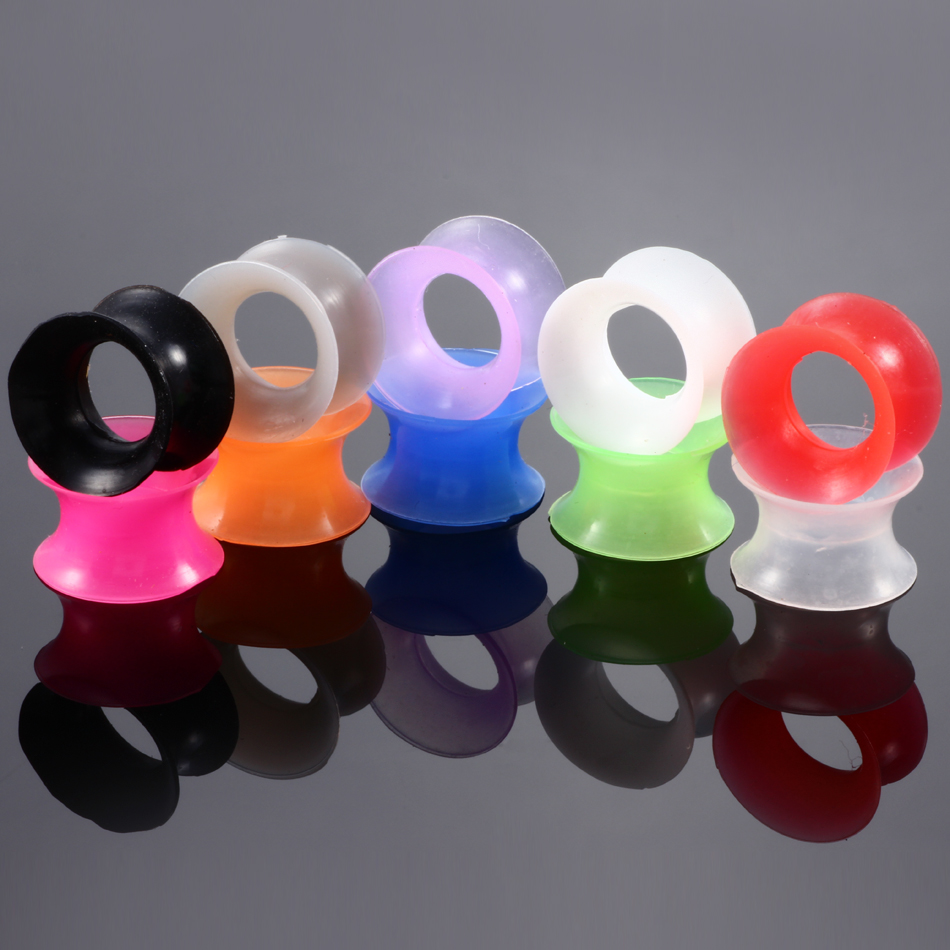 2Pcs Silicone Ear Plugs and Tunnels Flexible Double Flared Ear Dilations Earlets Piercing Gauge Expander Stretchers Sexy Women
