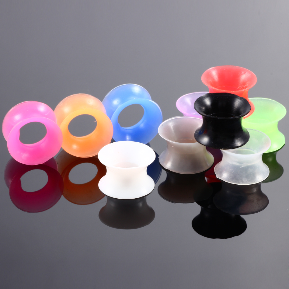 2Pcs Silicone Ear Plugs and Tunnels Flexible Double Flared Ear Dilations Earlets Piercing Gauge Expander Stretchers Sexy Women