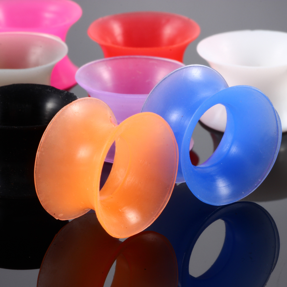 2Pcs Silicone Ear Plugs and Tunnels Flexible Double Flared Ear Dilations Earlets Piercing Gauge Expander Stretchers Sexy Women