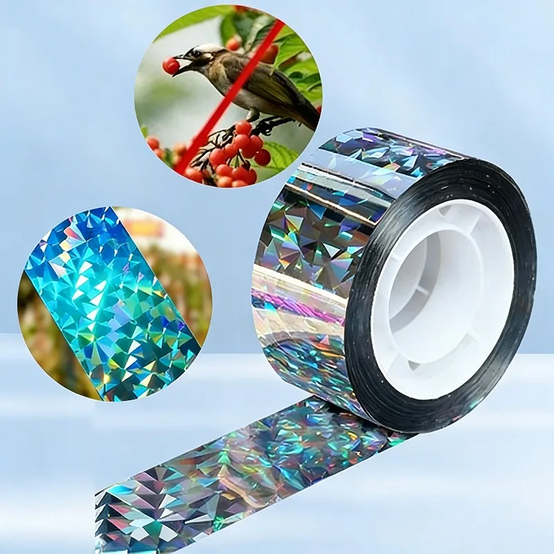 50/80M Double-Sided Reflective Bird Repellent Tape Holographic Scare Ribbon Laser Deterrent for Pigeon Fox Bird Control Garden