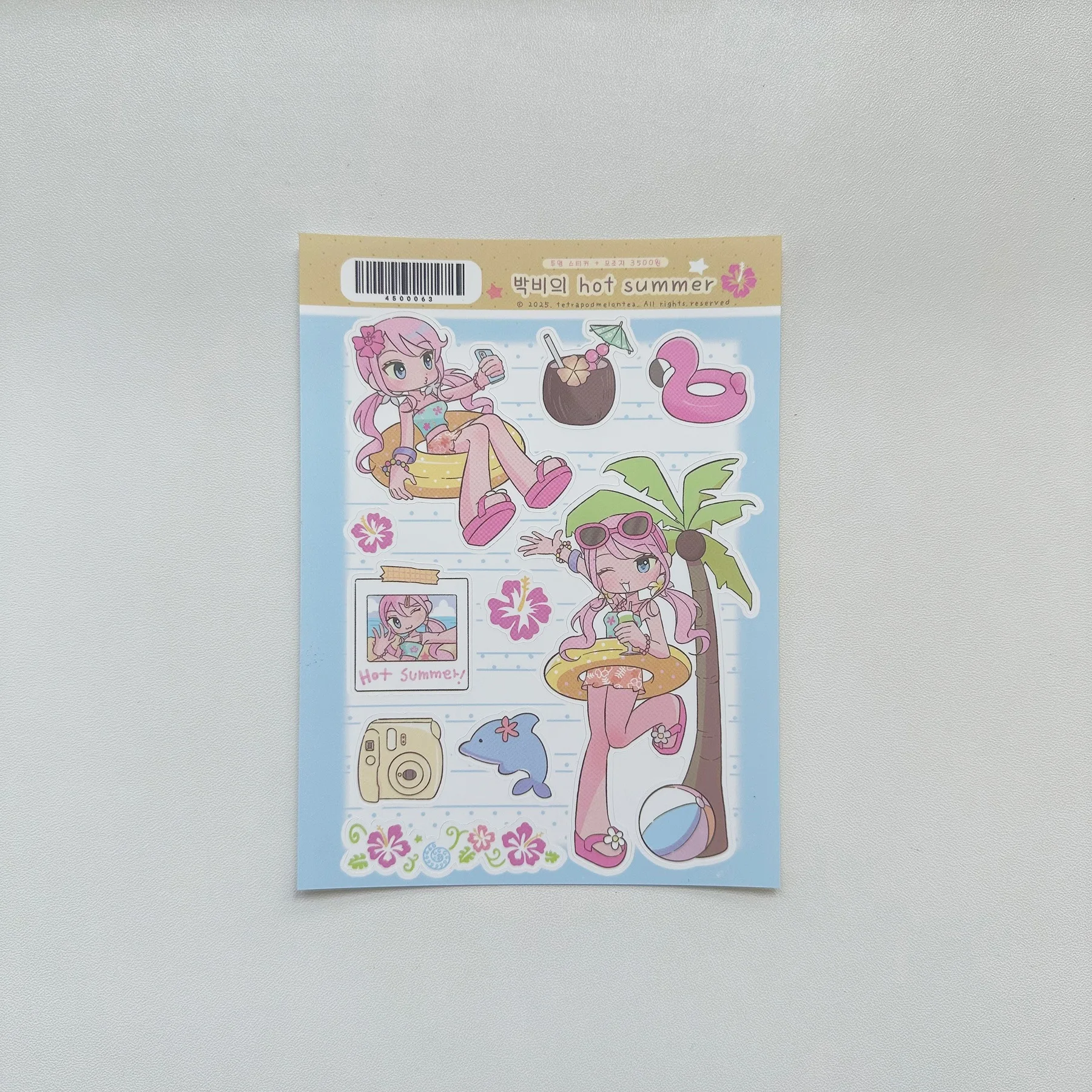 1/9PCS Korean Summer Girl Sticker Cute Dessert Girl Cartoon Character Stickers Journal Diary Scrapbook Diy Decorative Stickers