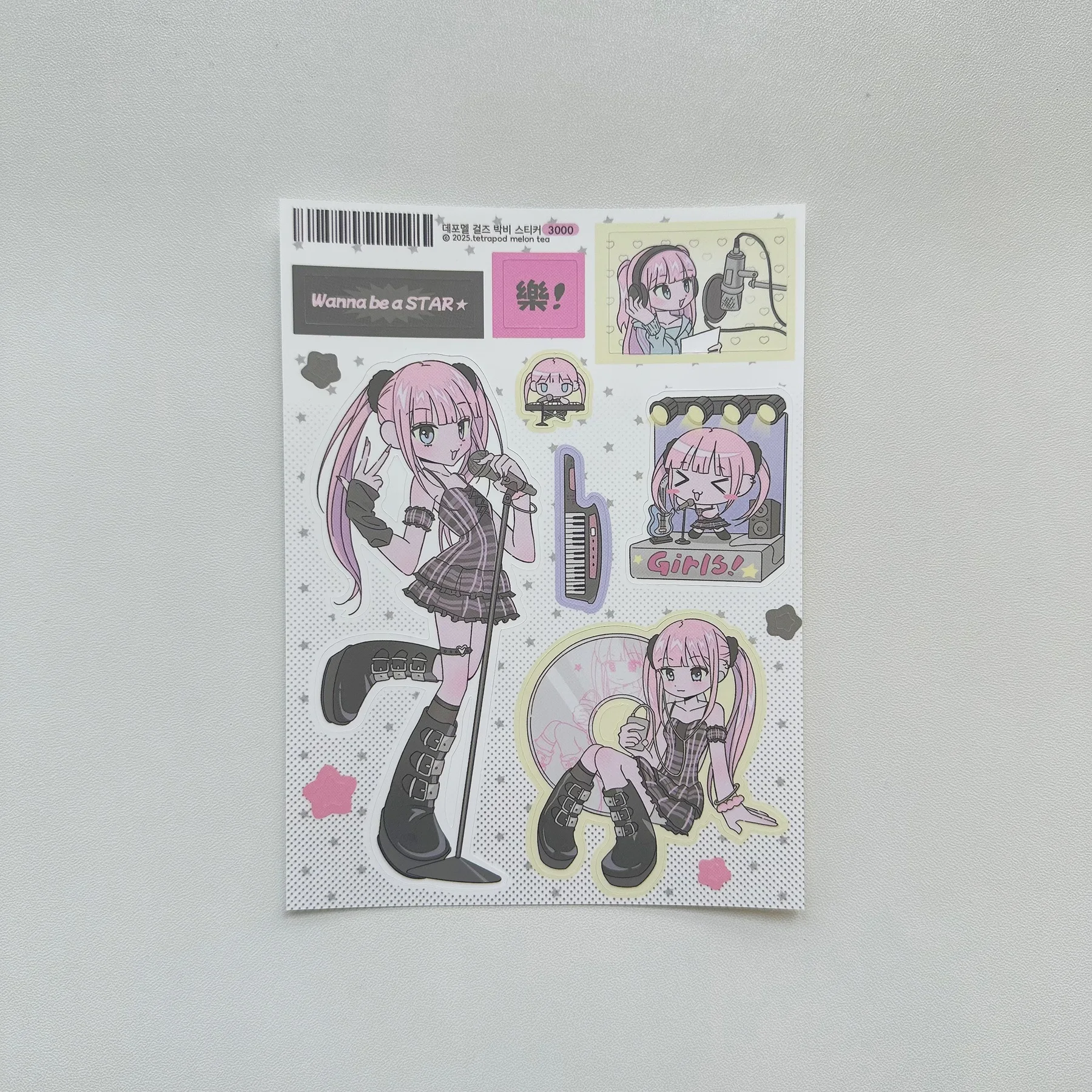 1/9PCS Korean Summer Girl Sticker Cute Dessert Girl Cartoon Character Stickers Journal Diary Scrapbook Diy Decorative Stickers