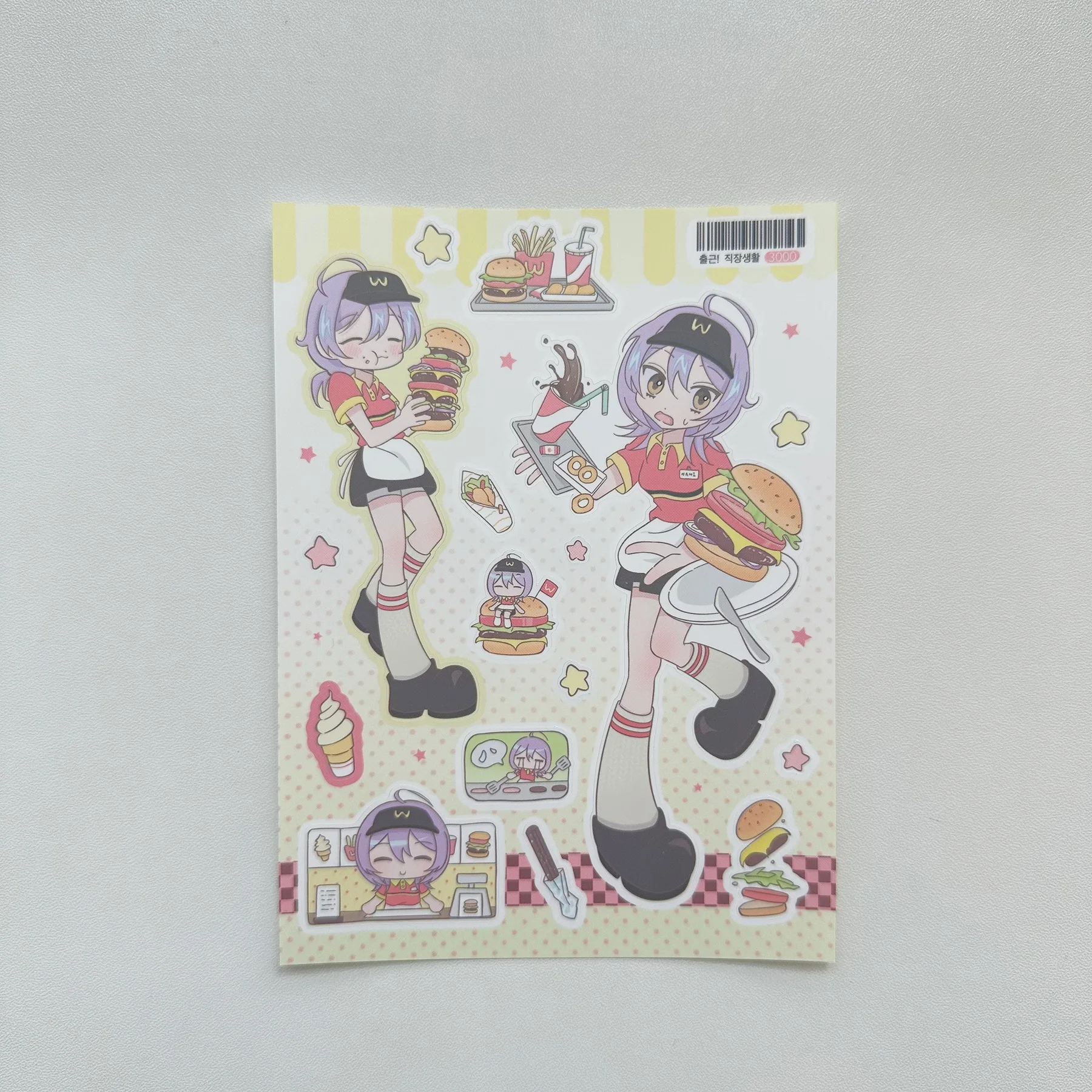 1/9PCS Korean Summer Girl Sticker Cute Dessert Girl Cartoon Character Stickers Journal Diary Scrapbook Diy Decorative Stickers