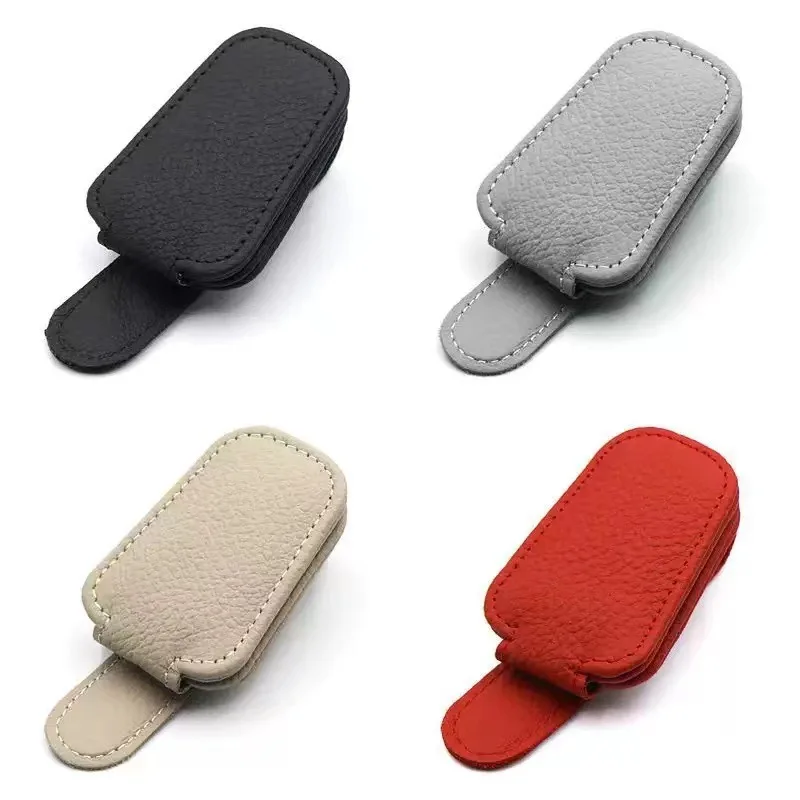 Multifunctional Car-mounted Eyeglass Holder Car Eyeglass Frame Leather Interior Sunshade Car Sunglasses Holder Clip