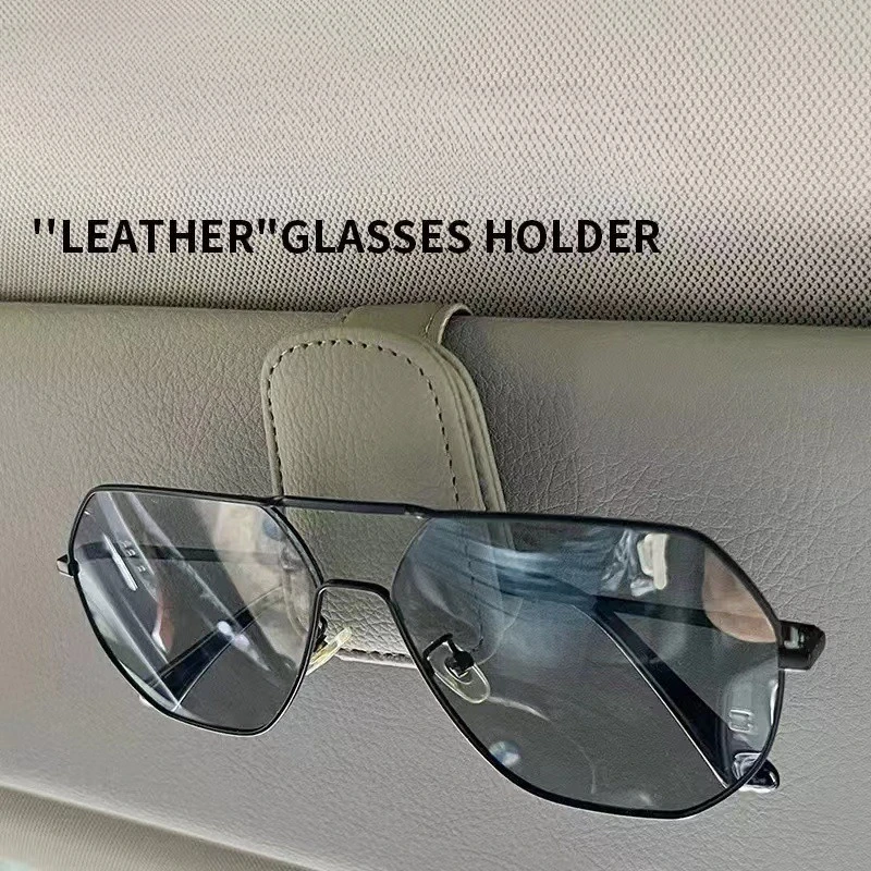 Multifunctional Car-mounted Eyeglass Holder Car Eyeglass Frame Leather Interior Sunshade Car Sunglasses Holder Clip