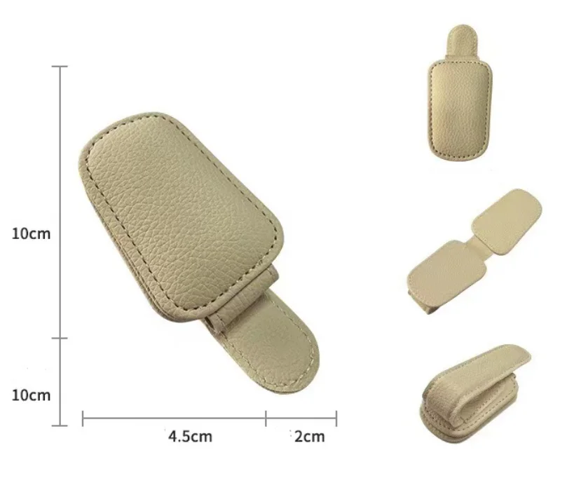 Multifunctional Car-mounted Eyeglass Holder Car Eyeglass Frame Leather Interior Sunshade Car Sunglasses Holder Clip