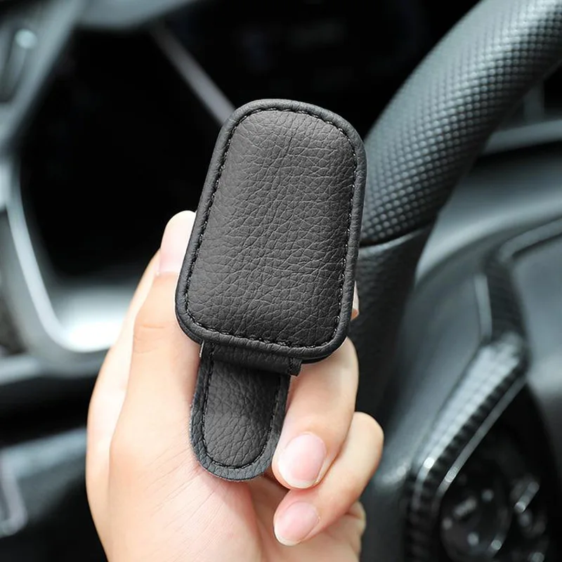 Multifunctional Car-mounted Eyeglass Holder Car Eyeglass Frame Leather Interior Sunshade Car Sunglasses Holder Clip