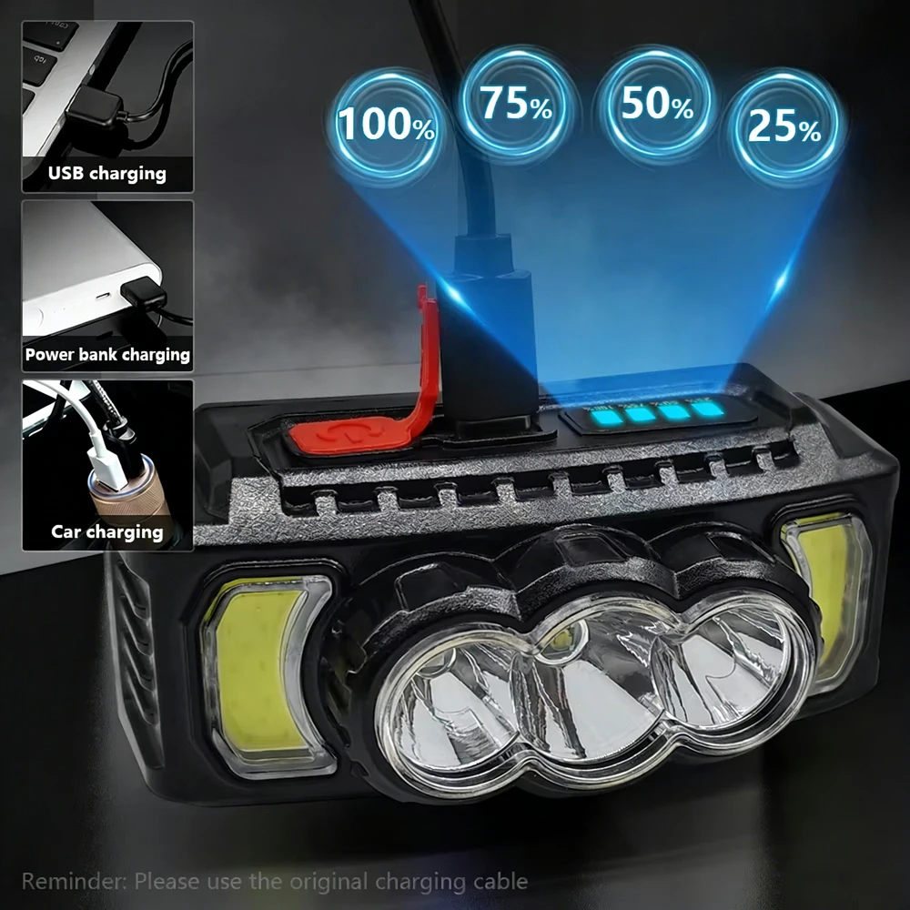 35000LM Headlamp Super Powerful Flashlights EDC LED Flashlight Portable Lights USB Rechargeable Lamp for Outdoor Camping Hiking
