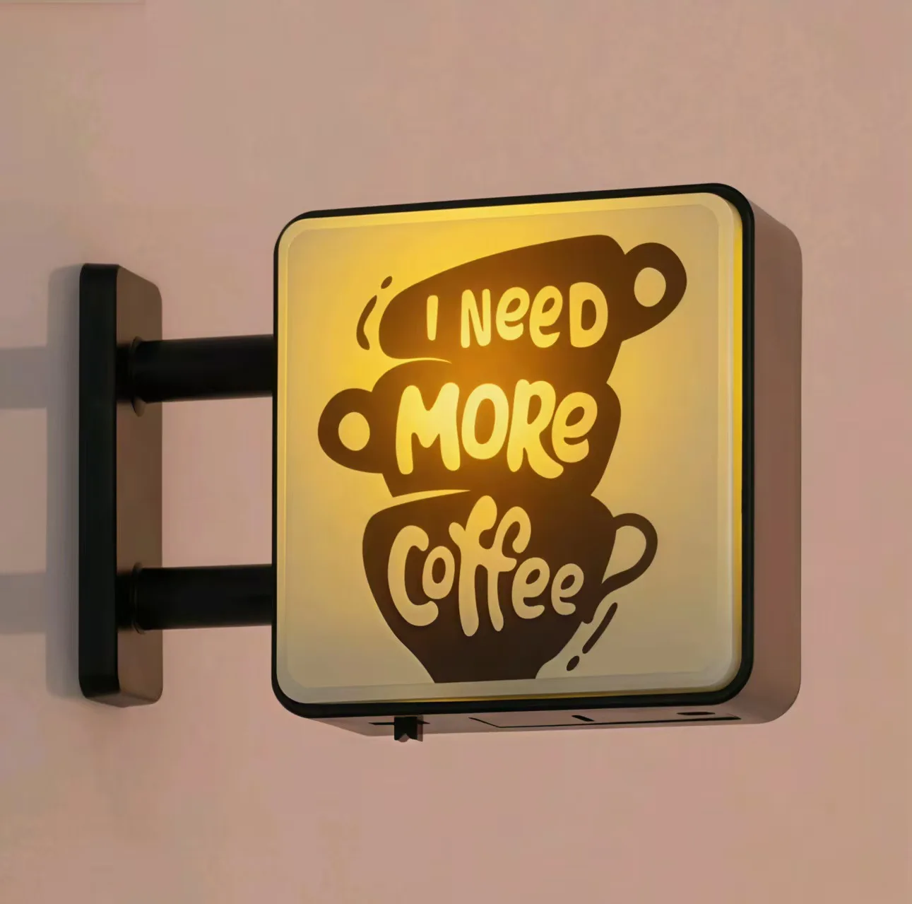 LED Coffee Bar Fridge Magnet with Light Creative Pegboard Decor for Home and Cafe Illuminated Sign
