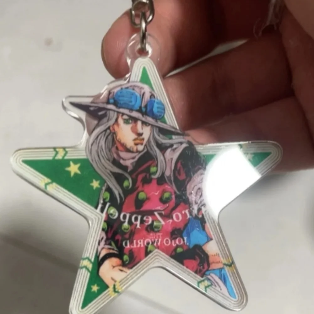 Anime JoJo's Bizarre Adventure Keychain Julius Caesar Zeppeli Kujo Jotaro Star Pendant Keychain Acrylic Pendant Backpack Decorat
