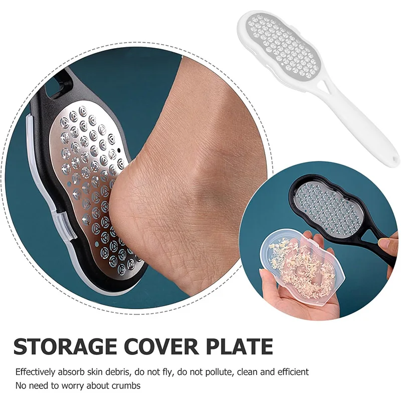Professional Heavy-Duty Stainless Steel Painless Foot File & Remover with Splash Guard & Handle Suitable for Care Cracked Heels