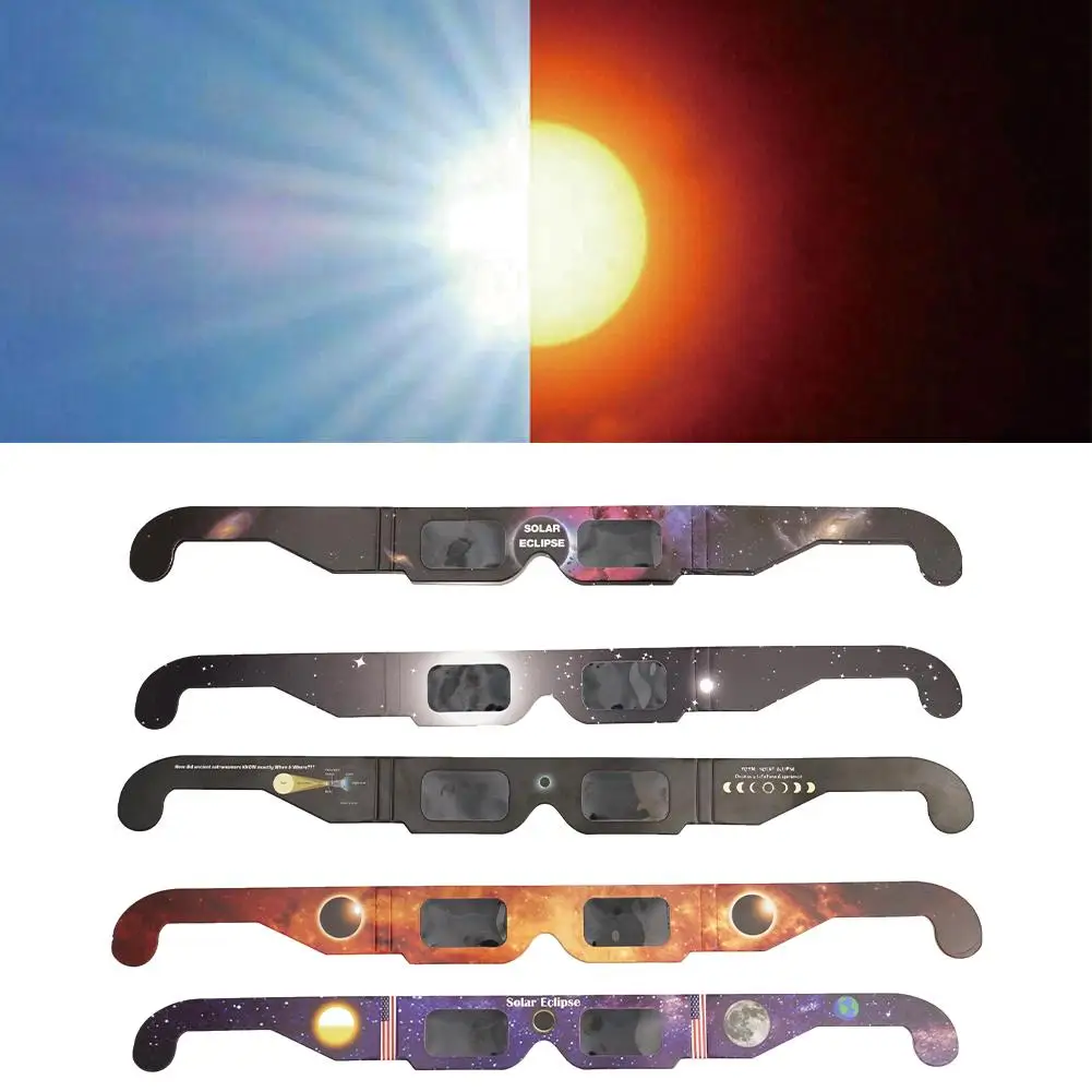 Wholesale 1/3/5/10/100Pcs Paper Solar Eclipse Glasses Safe For Direct Sun Viewing Observe Total Eclipses Partial Eclipse