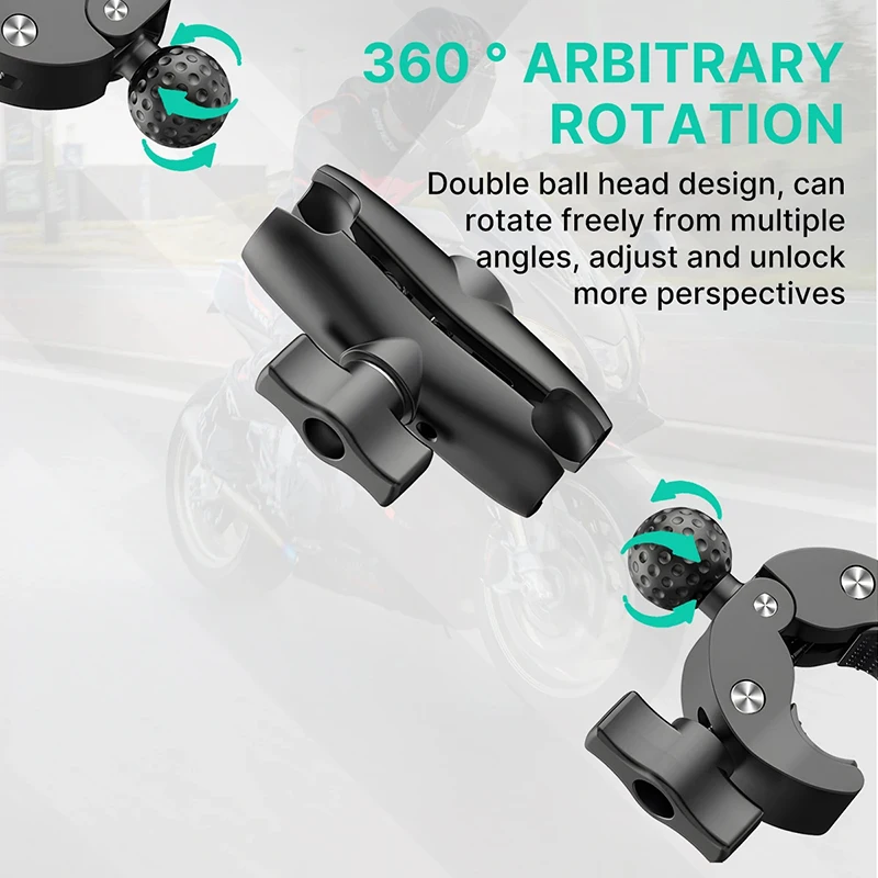 Double Clamp Camera Mount Arm Clip Crab Support Motorcycle Handlebar Pole Bracket For GoPro Hero Insta 360 DJI Sport Accessories