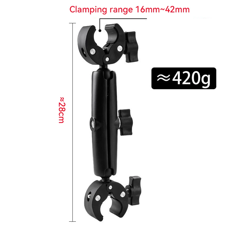 Double Clamp Camera Mount Arm Clip Crab Support Motorcycle Handlebar Pole Bracket For GoPro Hero Insta 360 DJI Sport Accessories