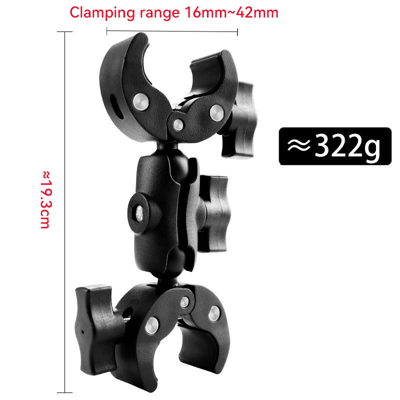 Double Clamp Camera Mount Arm Clip Crab Support Motorcycle Handlebar Pole Bracket For GoPro Hero Insta 360 DJI Sport Accessories