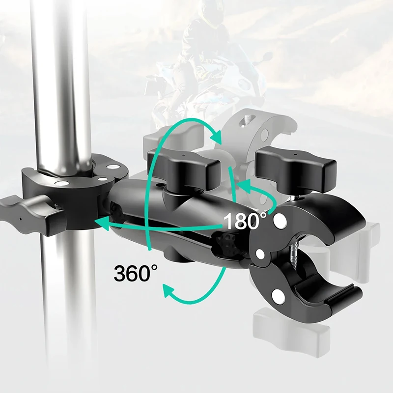 Double Clamp Camera Mount Arm Clip Crab Support Motorcycle Handlebar Pole Bracket For GoPro Hero Insta 360 DJI Sport Accessories
