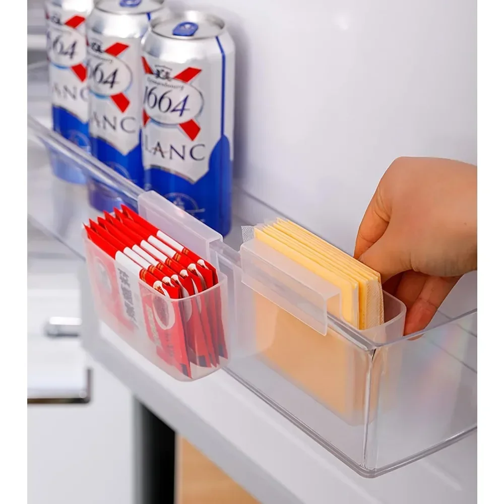2Pcs Sliced Cheese Holder for Fridge, Refrigerator Side Door Organizer, Hanging Storage for Kitchen, Storing Seasoning Box