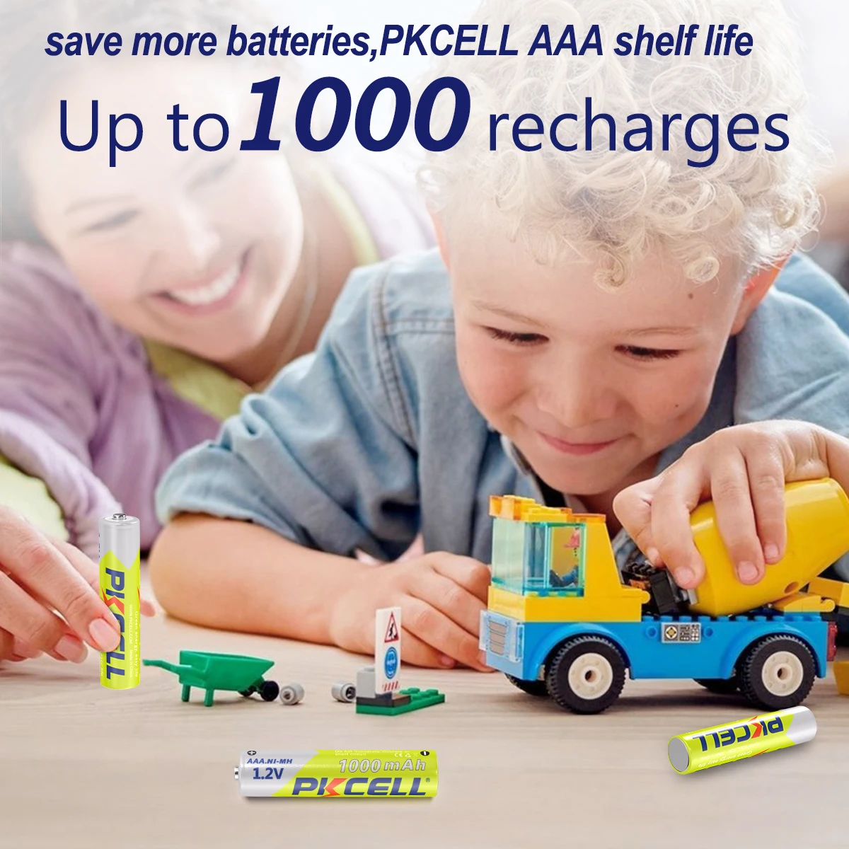 8PC PKCELL AAA Battery 1.2V 1000mah Ni-MH AAA Rechargeable Batteries and 2PC Battery Box for Clock Toys Flashlight