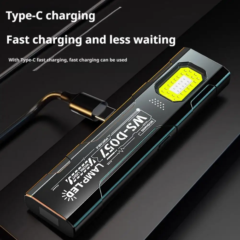 LED Keychain Flashlight Type C Rechargeable 600LM Portable Mini Torch Pocket Lantern Flood Work Light With Magnet For Emergency