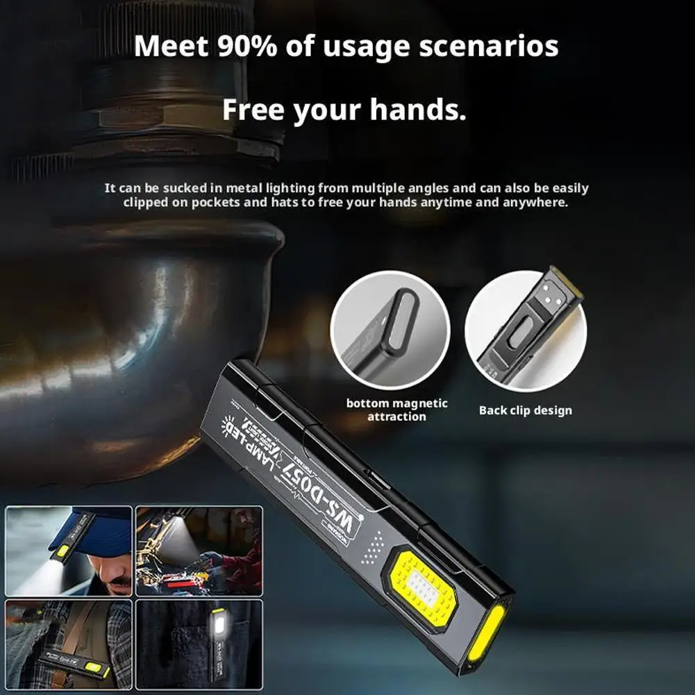 LED Keychain Flashlight Type C Rechargeable 600LM Portable Mini Torch Pocket Lantern Flood Work Light With Magnet For Emergency