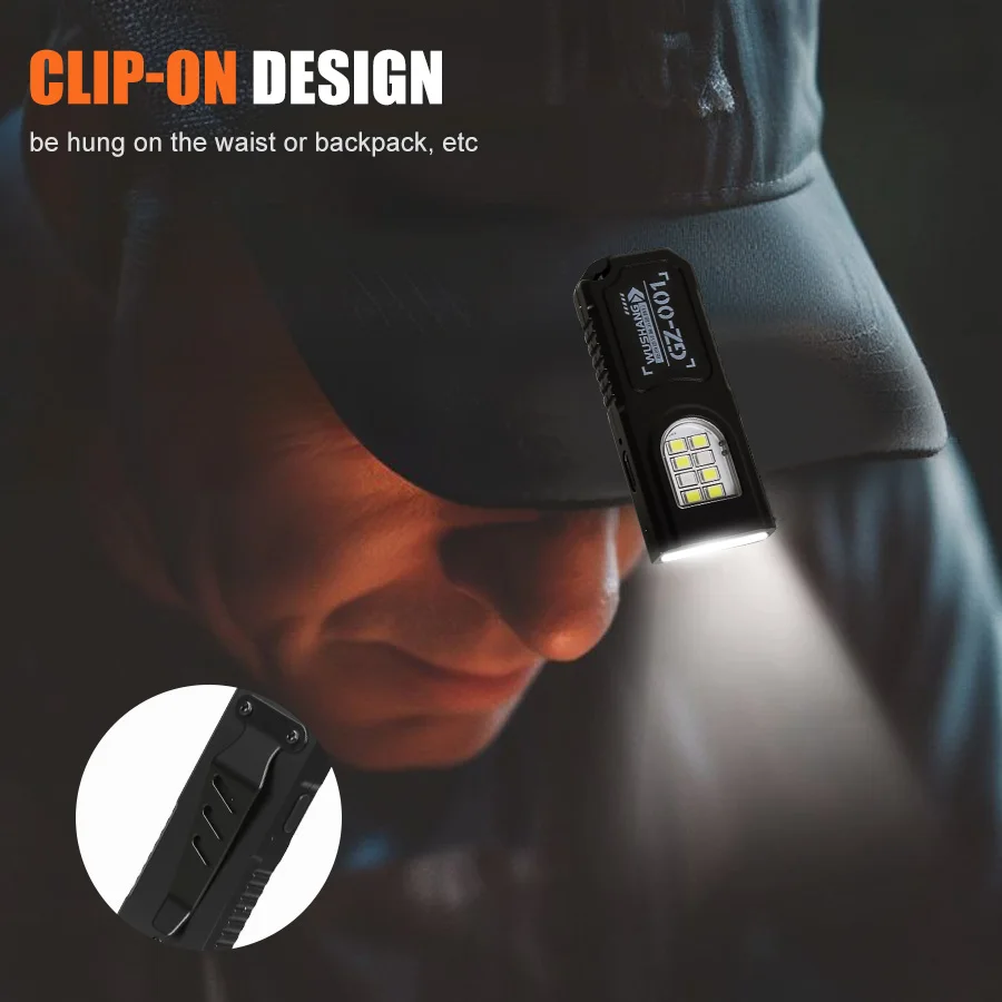 LED Keychain Flashlight Type C Rechargeable 600LM Portable Mini Torch Pocket Lantern Flood Work Light With Magnet For Emergency