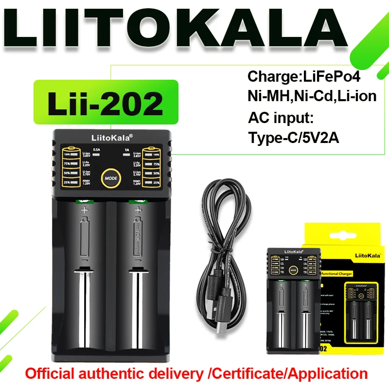 Liitokala Lii-500 Lii-202 Lii-100 Lii-402 Battery Charger 3.7V/1.2V 18650/26650/16340/18500 Battery Charger with Screen Lii500
