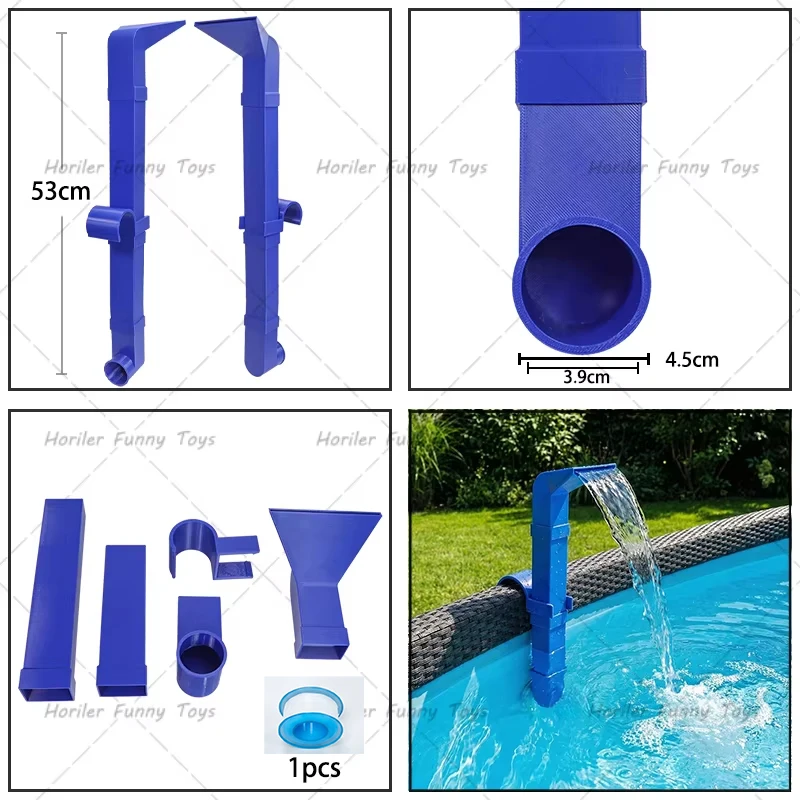 Pool Fountain Direct Mounting Compatible With Bestway or Intex Nozzles Pool Waterfall Easy To Install, Suitable for Pool Parties