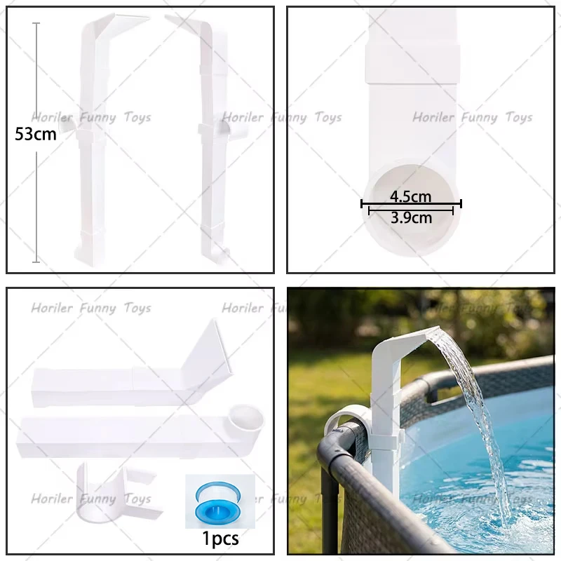 Pool Fountain Direct Mounting Compatible With Bestway or Intex Nozzles Pool Waterfall Easy To Install, Suitable for Pool Parties