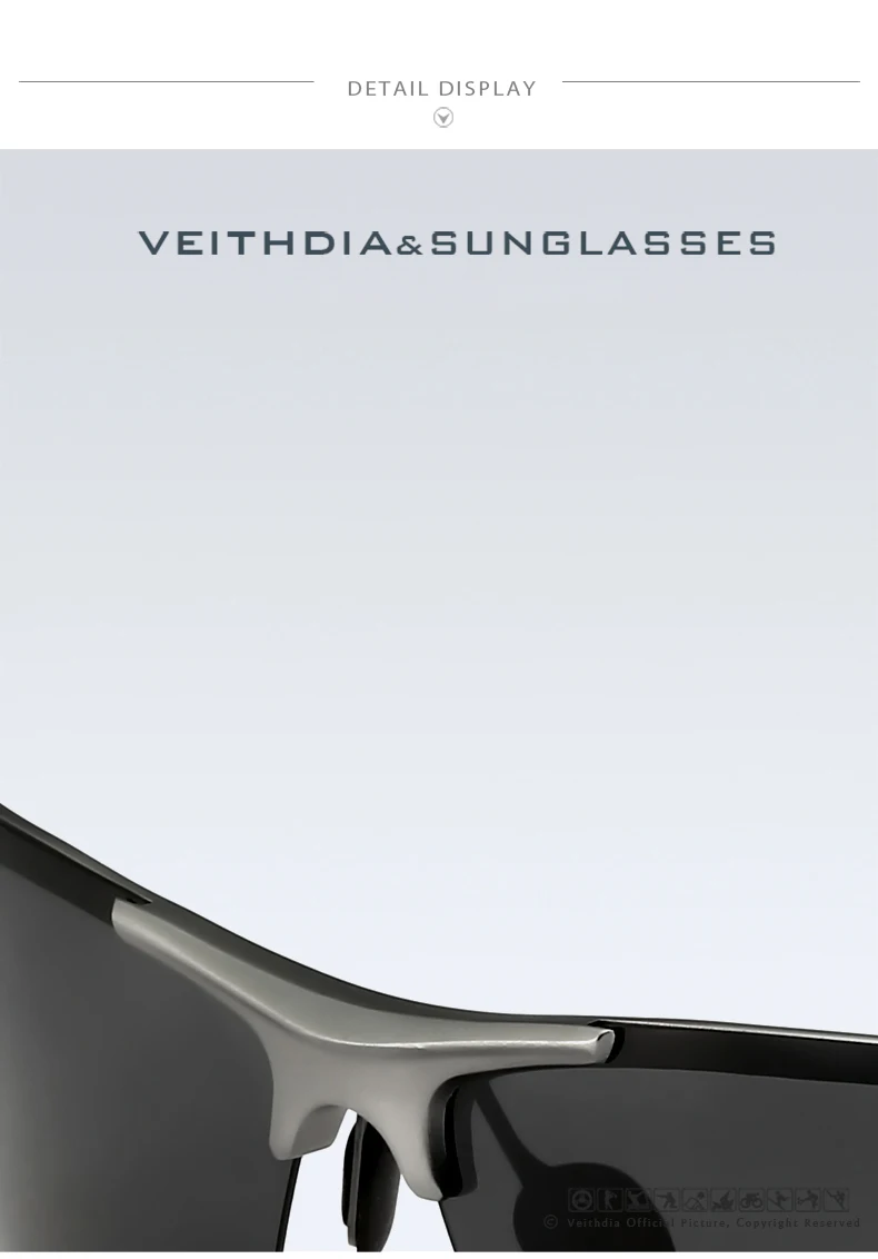 VEITHDIA Aluminum Magnesium Men's Sunglasses Polarized UV400 Coating Mirror Sun Glasses Outdoor Male Eyewear Accessories 6588