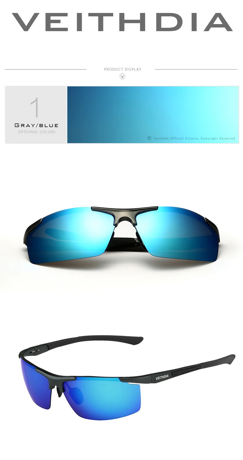 VEITHDIA Aluminum Magnesium Men's Sunglasses Polarized UV400 Coating Mirror Sun Glasses Outdoor Male Eyewear Accessories 6588