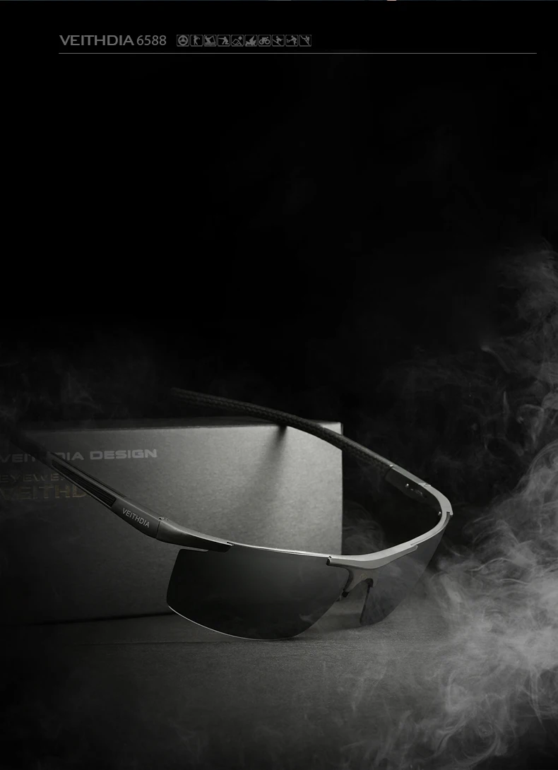 VEITHDIA Aluminum Magnesium Men's Sunglasses Polarized UV400 Coating Mirror Sun Glasses Outdoor Male Eyewear Accessories 6588