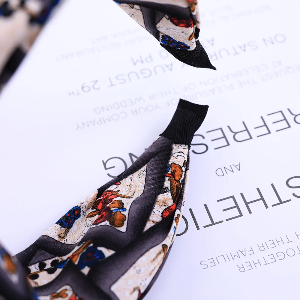 Fashion Print Leopard Headband Wide Cross Women Hairband Elastic Bow Hair Hoop Bands Bezel Top Knot Girls Hair Accessories