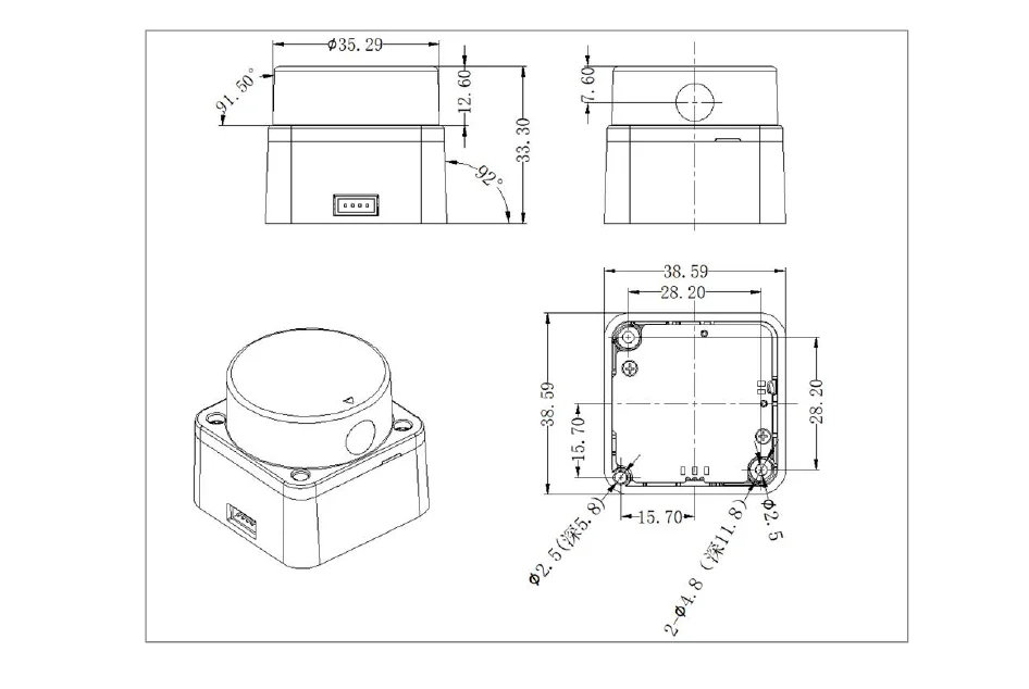 LDROBOT D500 lidar kit TOF laser Radar Lidar Scanner 360° 60000Lux support ROS1 ROS2 for Indoor and outdoor (C1)