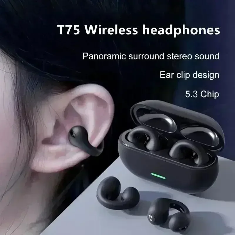 New Original T75 Bone Conduction Wireless Bluetooth Headphones Sports Earphones HiFi Sound Quality Waterproof TWS Headset